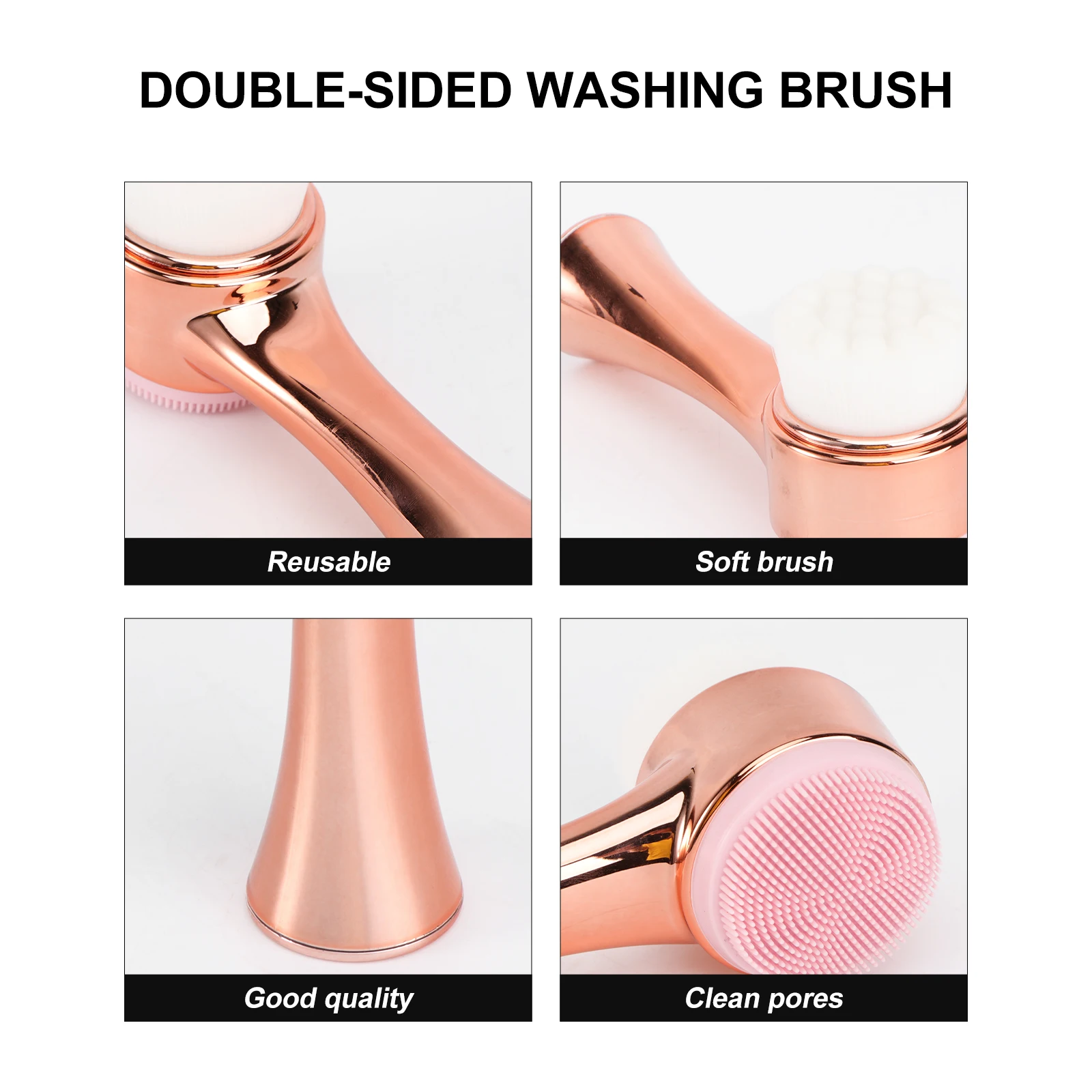

Manual Facial Brush Rose Gold Lightweight Plastic Facial Cleansing Brush Portable Skin Care Tool Face Massage Cleaner