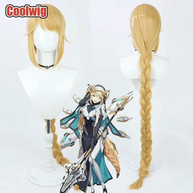 Coolwig Synthetic Hair Rapunzel Cosplay Wigs Nikke The Goddess of Victory Rapunzel 110cm Long Blonde Braided Wig Heat Resistant