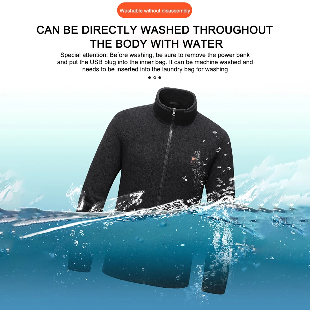 9 Heated Area Intelligent Heating Coat USB Charging Heated Insulated Jackets 3 Gear Temperature Heated Sweater for Hiking Skiing