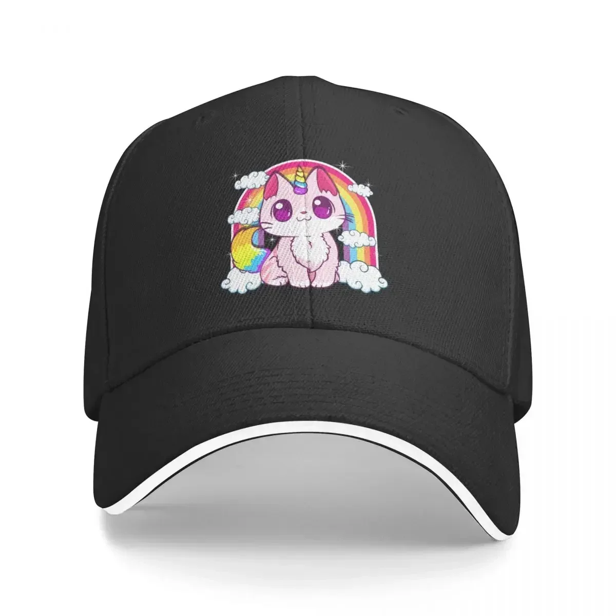 Cute Unicorn Cat Adorable Smiling Rainbow Kitty Essential T-Shirt Baseball Cap Golf Hat Man custom Hat Hats For Men Women's