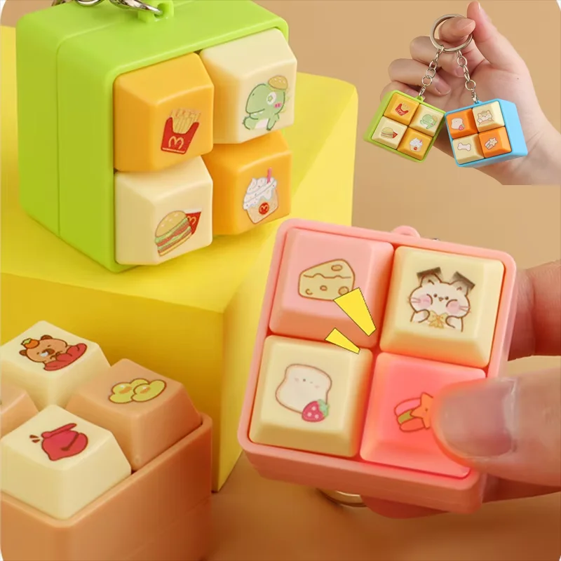 

Funny Cartoon DIY Keyboard Finger Fidget Keycap Pinch Toy Keychain Keys Button Squeeze Toys For Kid Adult Gift Party Office