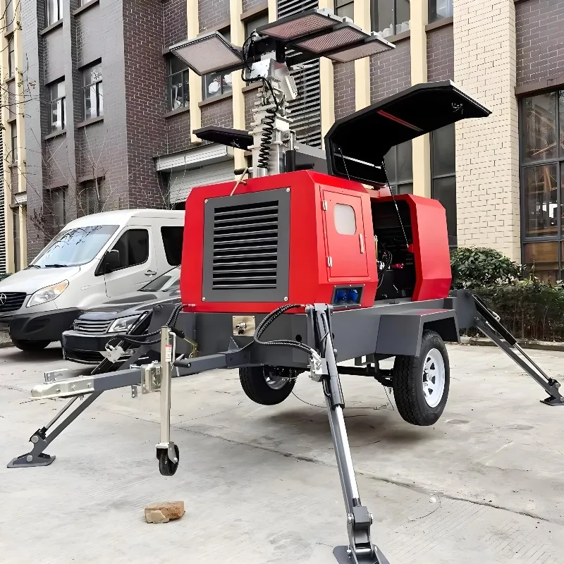 All Terrain Portable LED Light Tower with Surveillance Camera, Railway Maintenance and Temporary Security Lighting