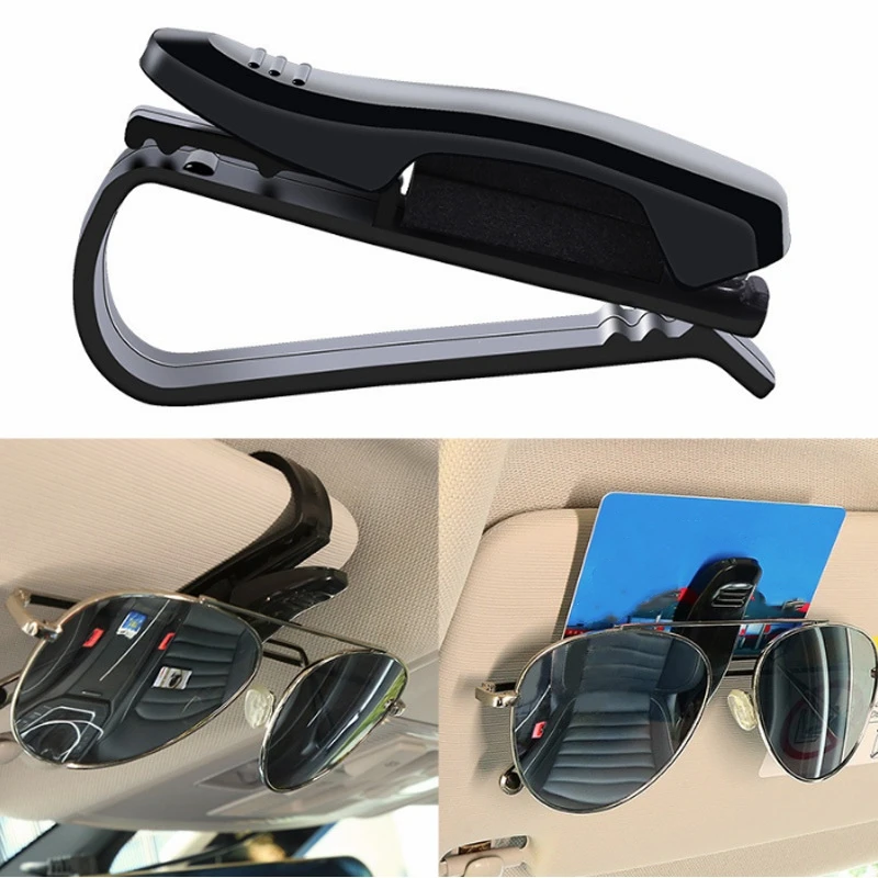 Universal Car Glasses Holder Car Sun Visor Glasses Case Sunglasses Clip Card Ticket Black