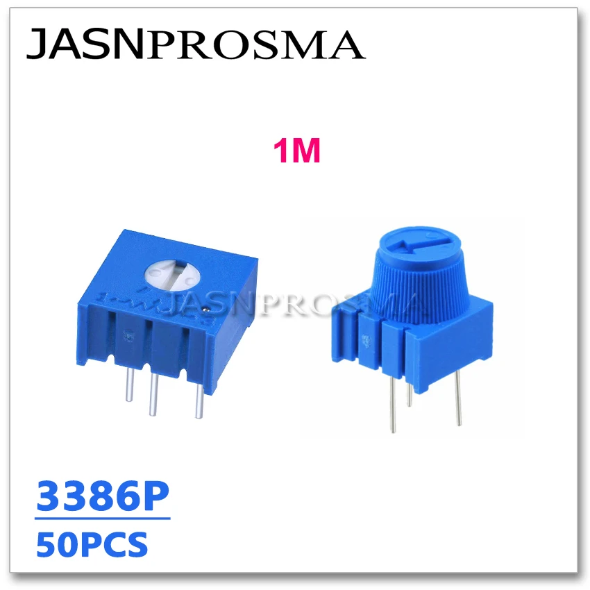 Jasnprosma 3386p 50 peças 1m 105 3386p-1-105lf com botão ohm precisão original ajustável trimmer resistor potenciômetro trimpot
