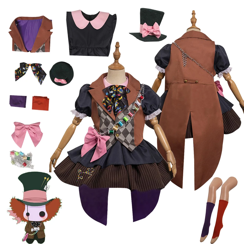 

Alice Cosplay Wonderland Mad Cosplay Hatter Johnny Depp Costume Outfit Halloween Carnival RolePlay Gifts Suit For Girls Children