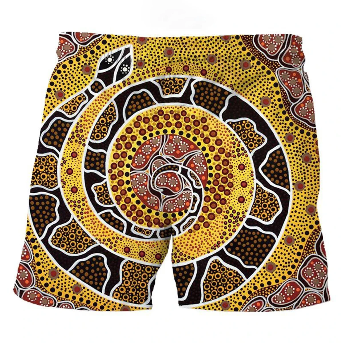 

Aboriginal Sea Turtle Dot Art 3D Beach Shorts - Indigenous Painting Style Unisex Surf Board Swim Trunks