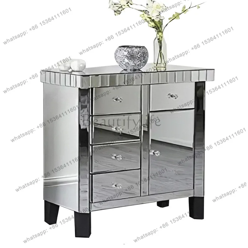 

Nordic mirror porch cabinet fashion glass drawer storage cabinet 3136