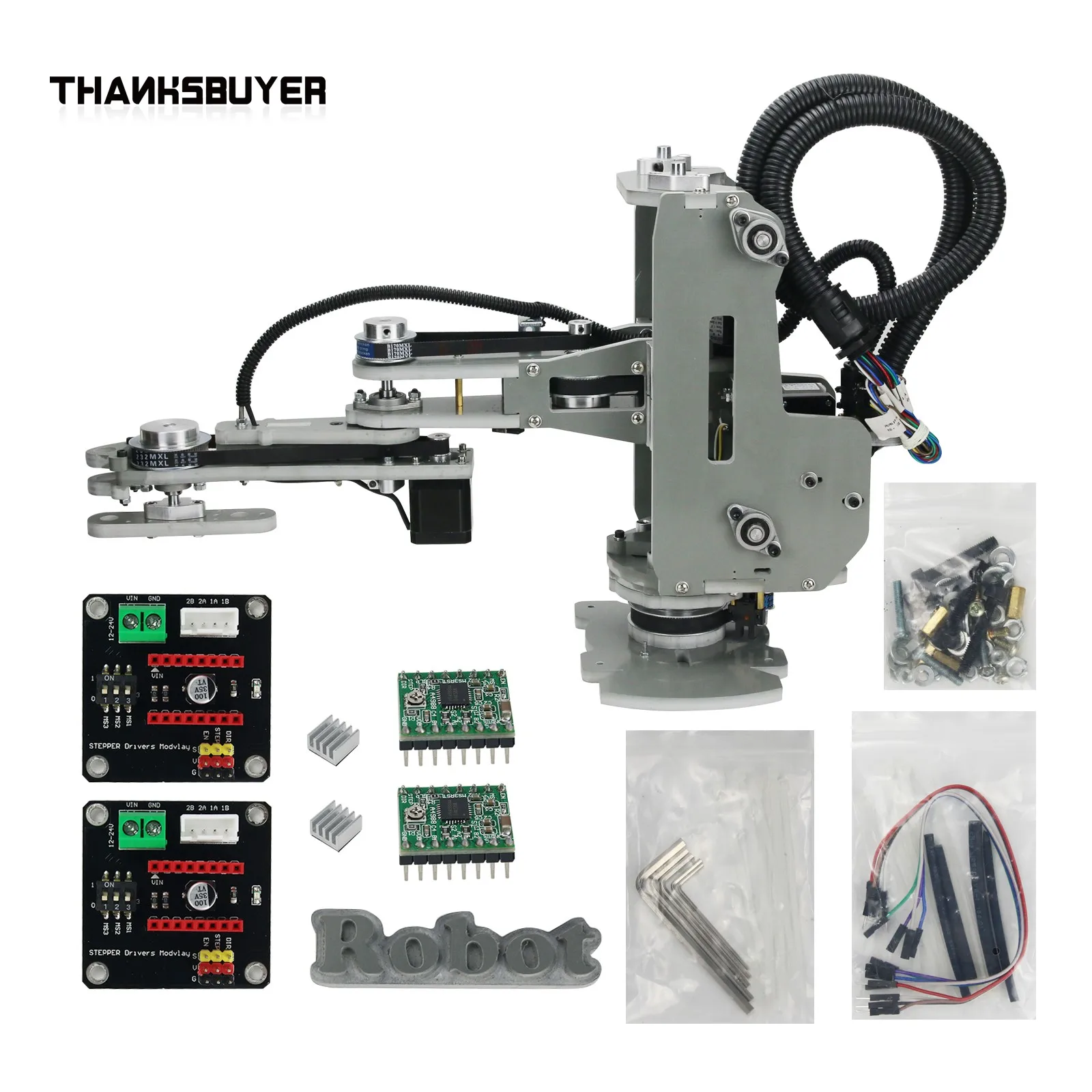 Thanksbuyer SCARA Robot Mechanical Arm Hand Manipulator 4 Axis Stepper Motor Assembled