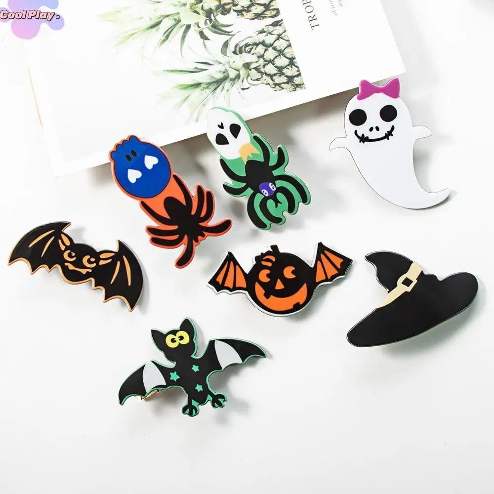 

Creative Skull Halloween Ghost Hair Clip Bat Pumpkin Bat Hairpin Hairpin Spider Skull Duckbill Clip Female/Children