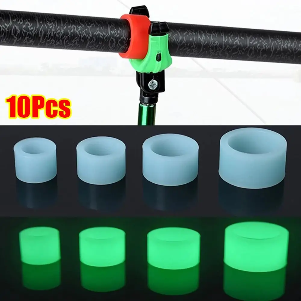 10Pcs New Silicone Fishing Rod Anti-skid Circle Luminous Absorbing Sweat Rod Stop Ring O-ring Anti-Slip Tape