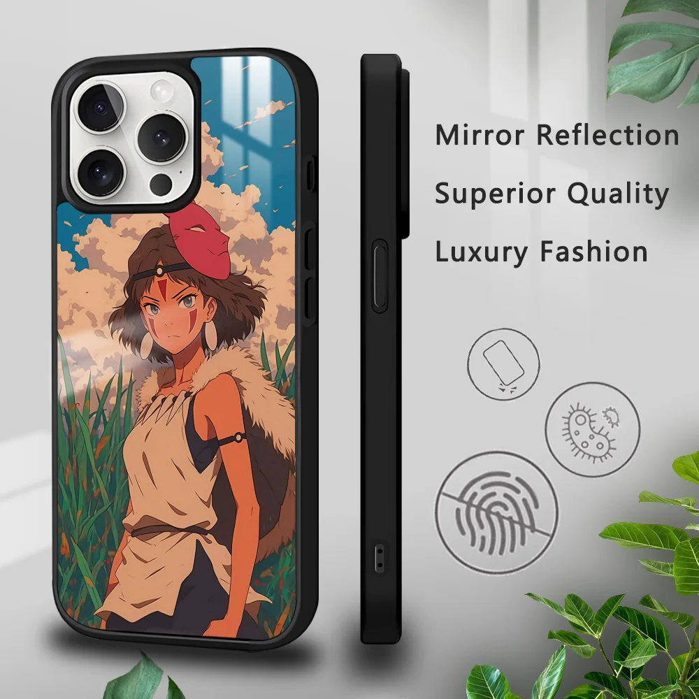 Anime P-Princess M-Mononoke Phone Case For iPhone 16 15 14 13 12 11 Pro Xs Max Mini Plus Celulares Hard Funda