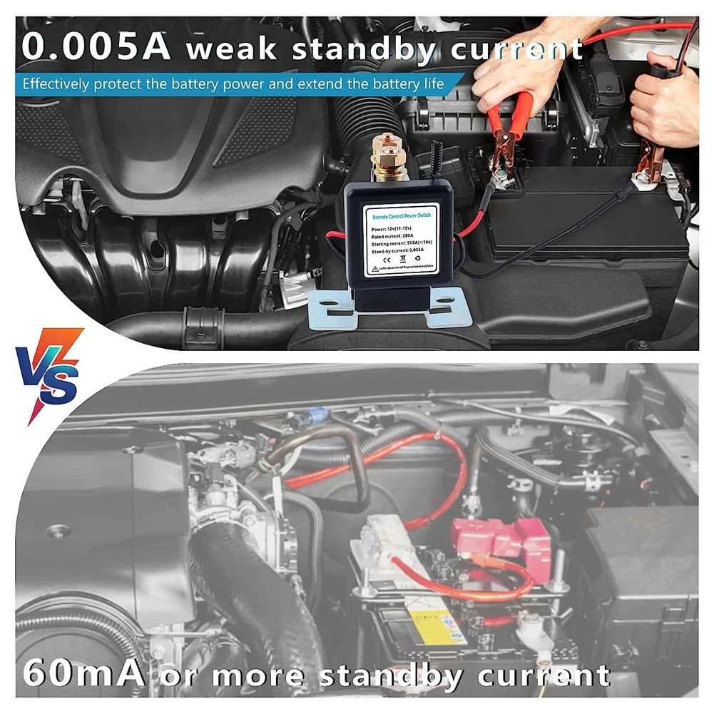 Battery Switch Relay 12V 500A Remote Control Power Switch Universal Battery Disconnect Cut Off Isolator Switch For Boat RV Car