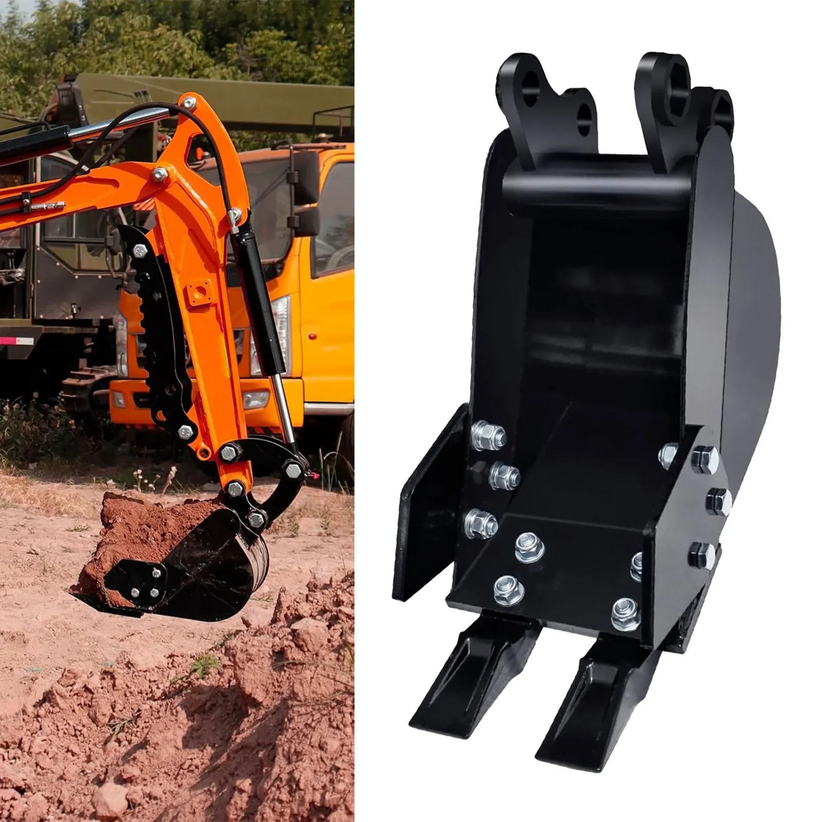 

Small Excavator Bucket Water Proof Easy To Install Wear Resistant Narrow Excavator Bucket with 2 Front Blade for River Dredging