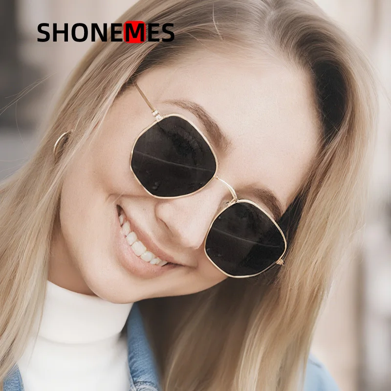 Shonemes Hexagon Sunglasses Vintage Polygon Sun Glasses Metal Frame Outdoor UV400 Shades Black Gold Green for Men Women