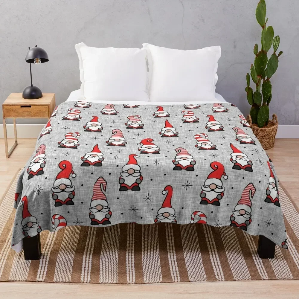 

Christmas Gnomes - grey Throw Blanket Polar Decoratives warm for winter Blankets