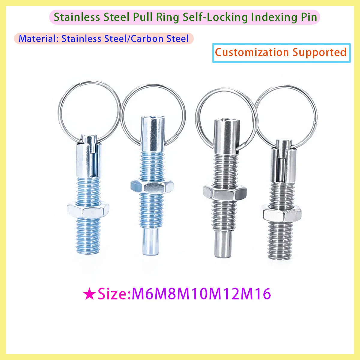 Guangluo Self Lock Pull Ring Stainless Steel Index Plunger Precision Spring Safety Locating Pin