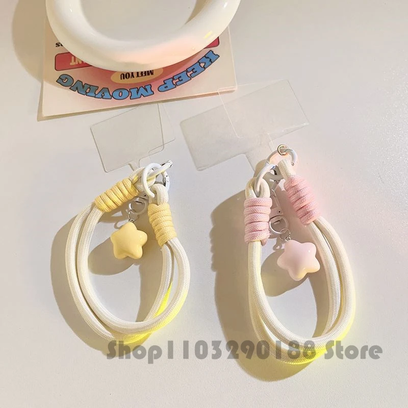 Coréen mignon 3D étoile pendentif couleur téléphone sangle courte dragonne charme porte-clés CCD caméra chaîne lanière universelle coque de téléphone Lan
