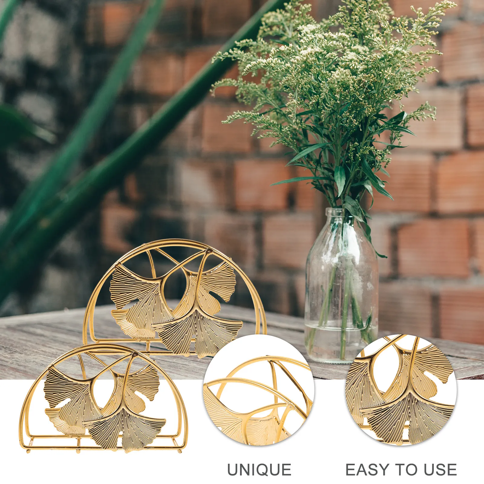 Iron Napkin Holder Leaf Design Metal Tissue Stand for Kitchen Table Bathroom Party Decorative Paper Napkin Holder