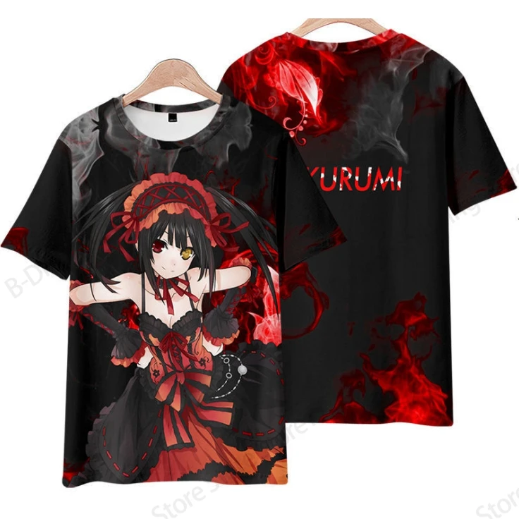 New Anime DATE A LIVE Tokisaki Kurumi 3D Print T-shirt Men Women Fashion Short Sleeve Tops Tees Japanese Girl Tshirt Hip Hop Y2k