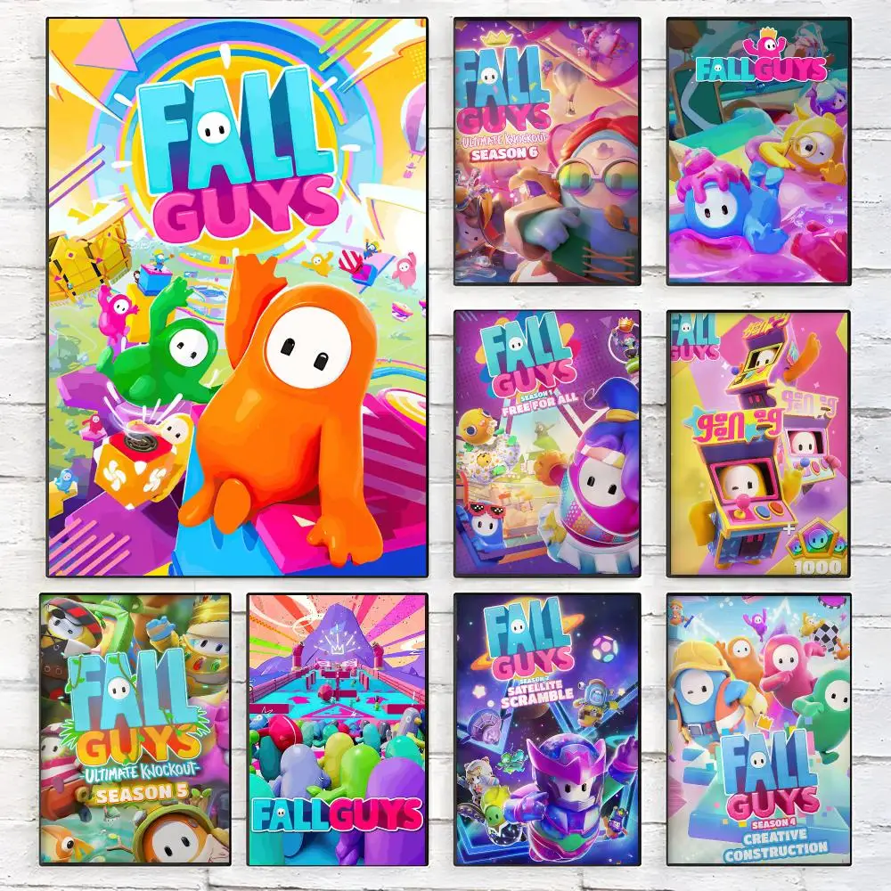 Popular Games F-Fall Guys Poster Minimalist Modern Wall Art — Perfect for High-End Bedrooms and Home Decor