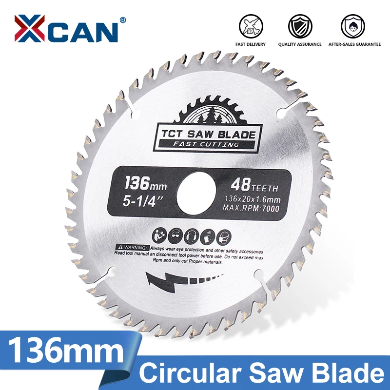 

XCAN 1pc 136mm TCT Circular Saw Blade 48 Teeth Carbide Tipped Saw Blade Wood Cutting Disc Woodworking Tools