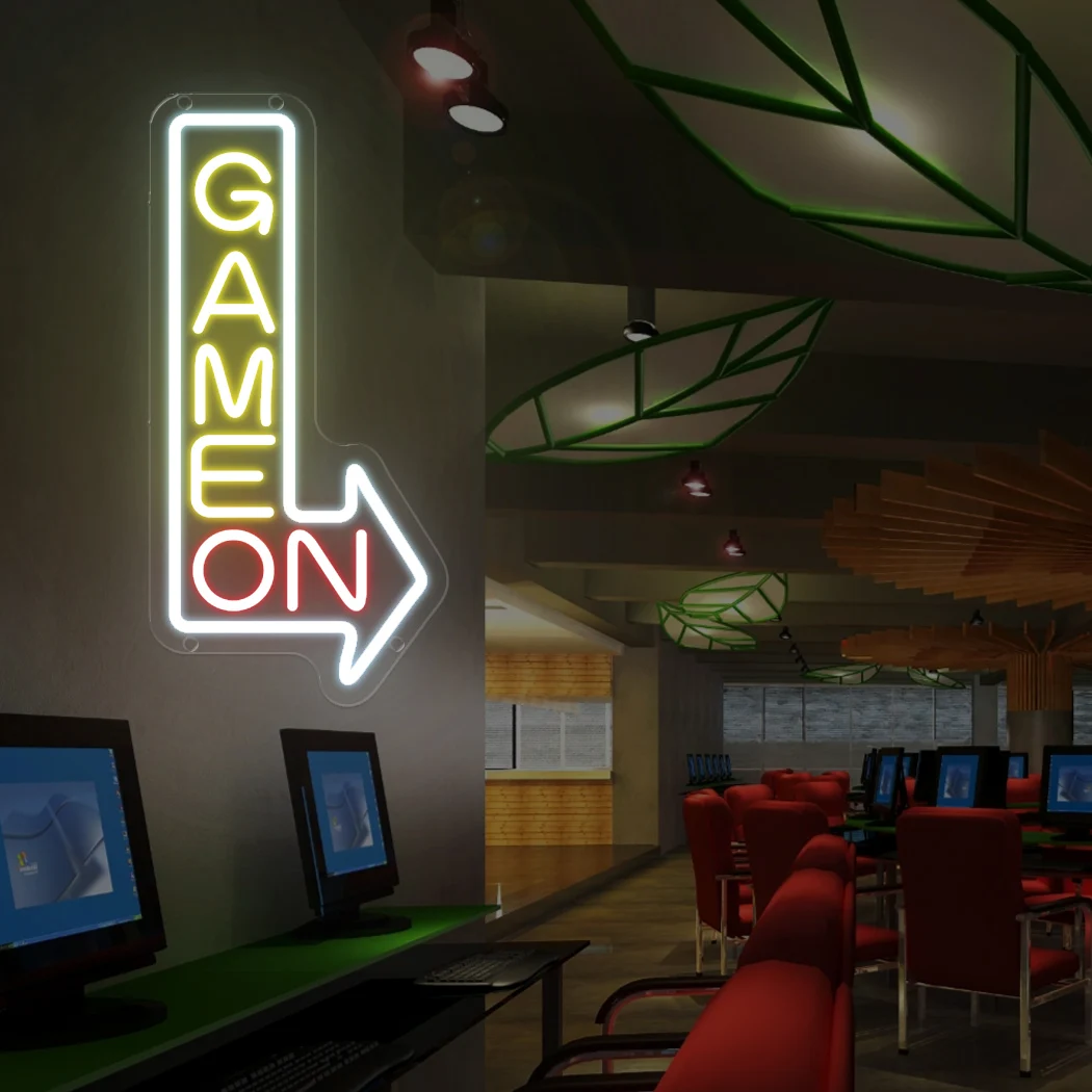 GAMEON Sign Neon Light LED Night Light Esports Room Internet Bar Game Room Shop Home Hanging Wall Bedroom Decoration USB Signs