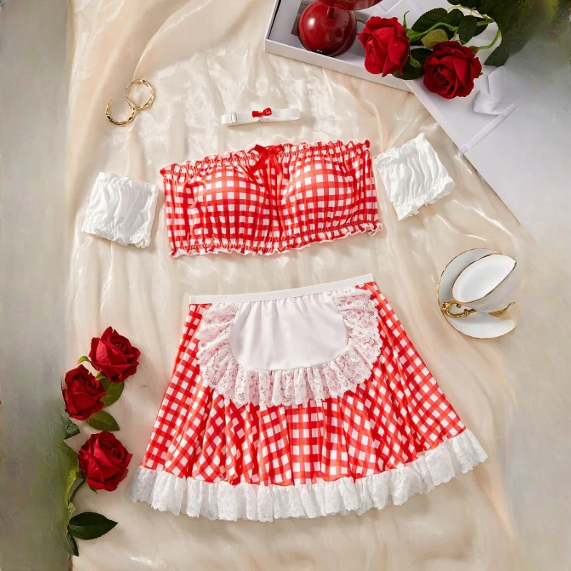 Toucheart 4-Piece Set Sexy Temptation Erotic Lingerie Passionate Uniform Maid Outfit Women Roleplay Sex Cosplay Sexy Underwear