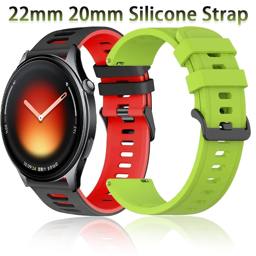 Sport Silicone 22mm 20mm Strap for Realme Watch 5 S Xiaomi Watch 5 S5-4-3-2 Bracelet OPPO Watch S X3 X2 Oneplus 4 Lite 3 2R Band