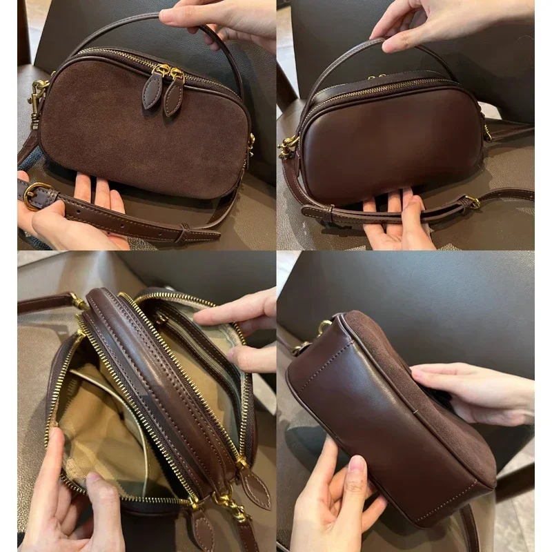 Russian Women's Genuine Suede Cowhide Leather Shoulder Bag Soft Cow Versatile Ladies Crossbody Bag Trendy Luxury Female Designer