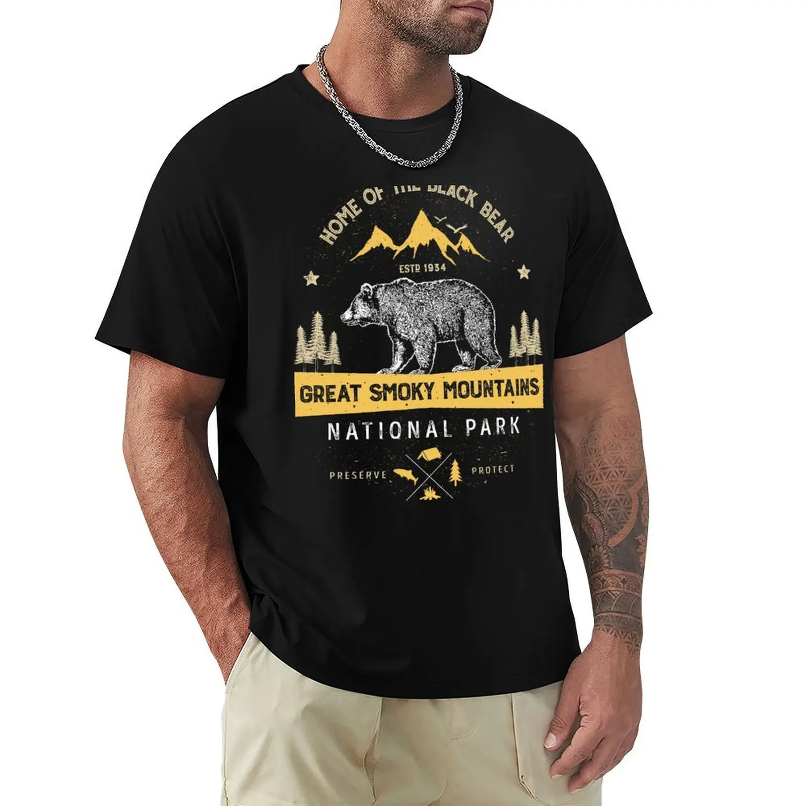 

Great Smoky Mountains National Park Shirt Bear Vintage Gift Ideas T-Shirt Aesthetic clothing blacks mens graphic t-shirts