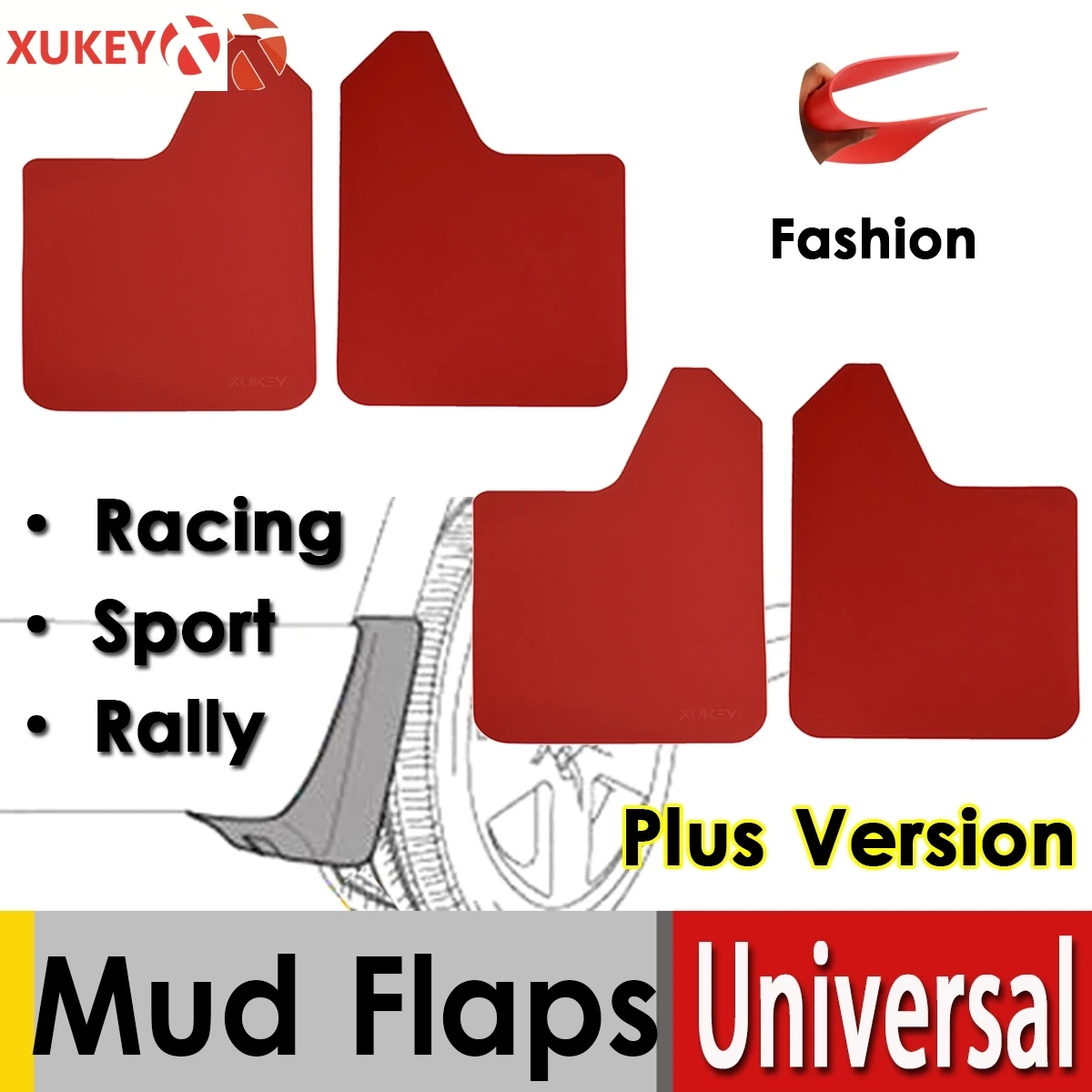 Racing Red Universal Mud Flaps For Car Pickup SUV Truck Mudflaps Splash Guards Mudguards Dirty Fender Flares Front Rear Sport