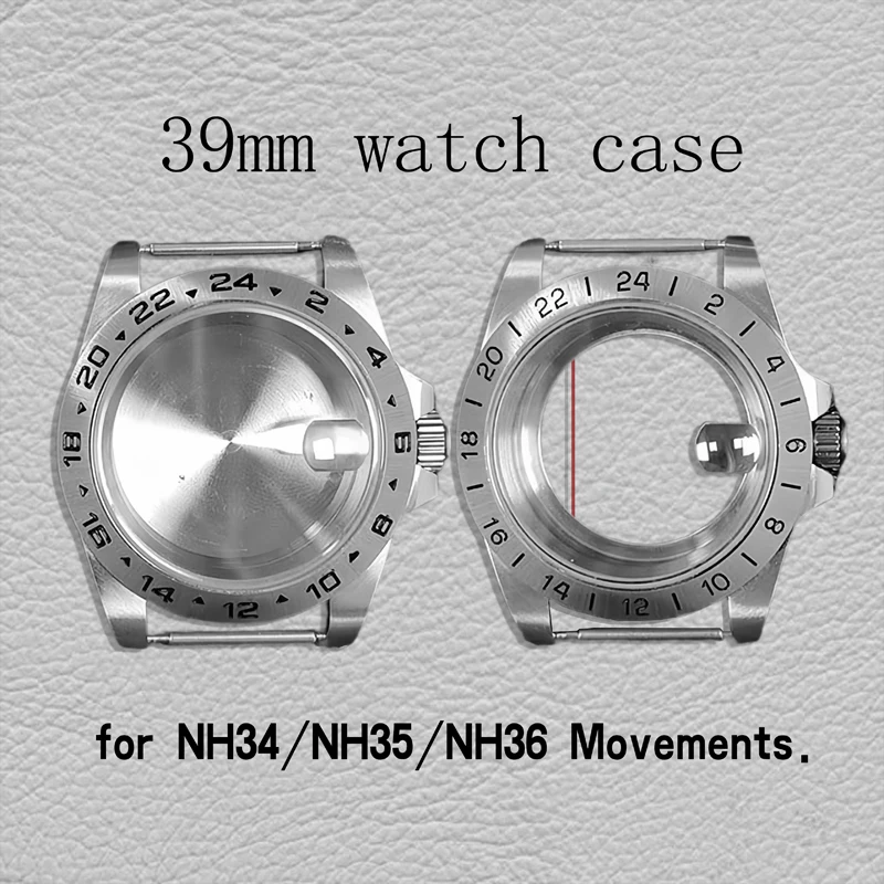 

39mm stainless steel case, sapphire crystal, EXP 24 hours, can accommodate NH34, NH35, NH36 movements, men's watch case.