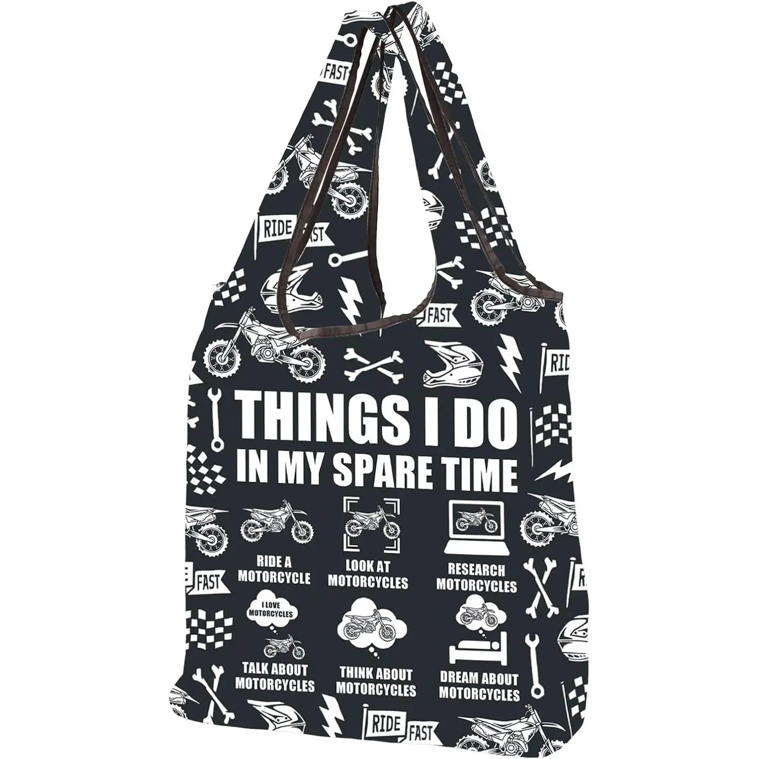 Motorcycle Lover Gifts Motorcycle Tote Bag Things I Do In My Spare Time Motorcycle Riding Gift Biker Rider Grocery Bag