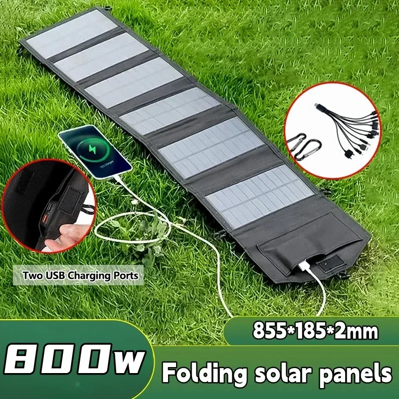 800W Solar Panel Folding Charger Portable Battery Charger for Cell Phone Outdoor Waterproof Power Bank for Camping Accessories