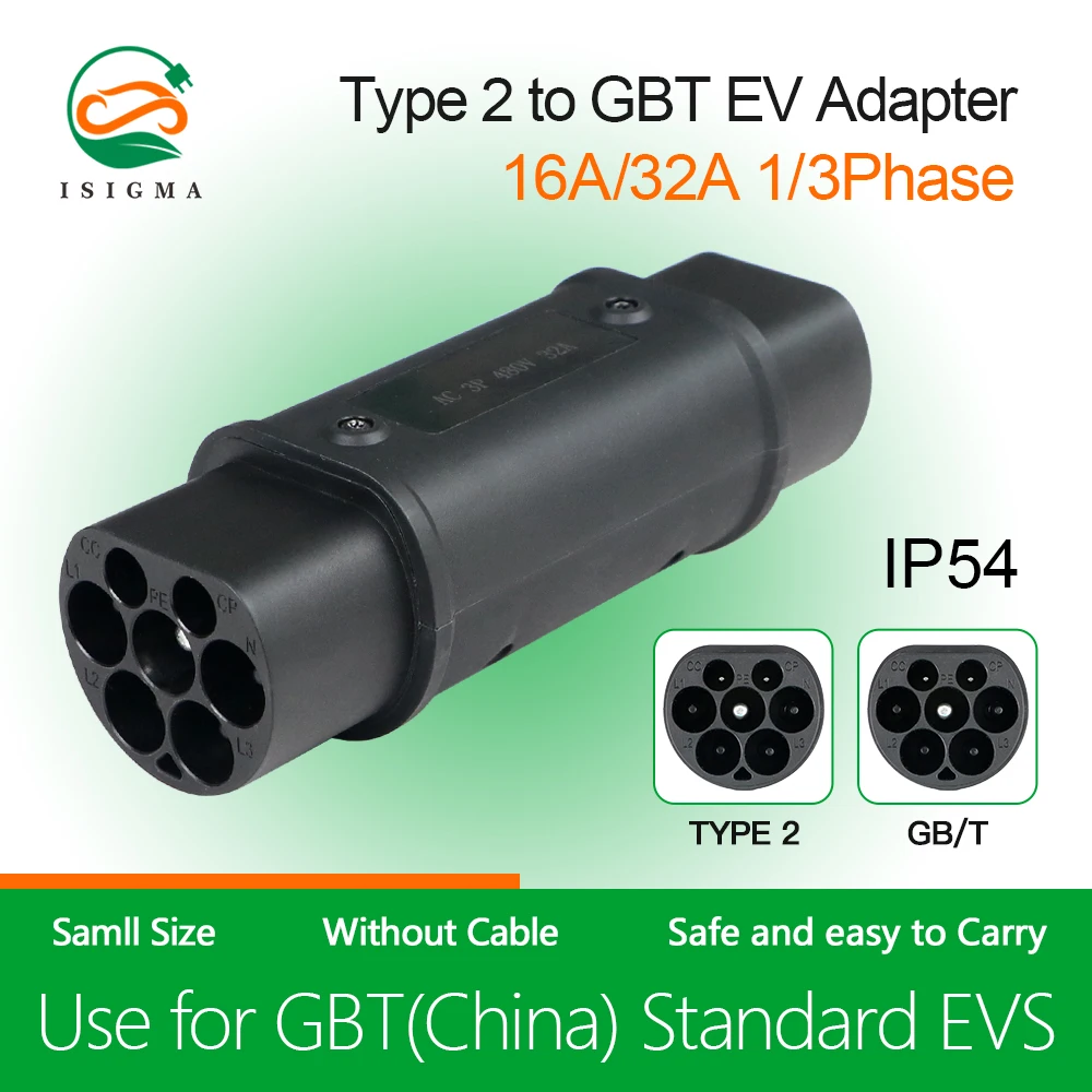 ISIGMA EVcharger Type2 to GBT Adapter 22KW /32A Electric Vehicle ChargerUse for China Standard Vehicles Charging