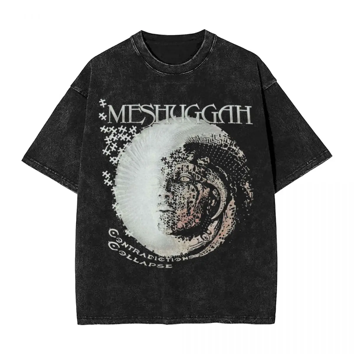 

Washed T Shirt Meshuggah Hip Hop Vintage T-Shirts Harajuku Streetwear Short Sleeve Summer Tops Tee Shirt Men Women