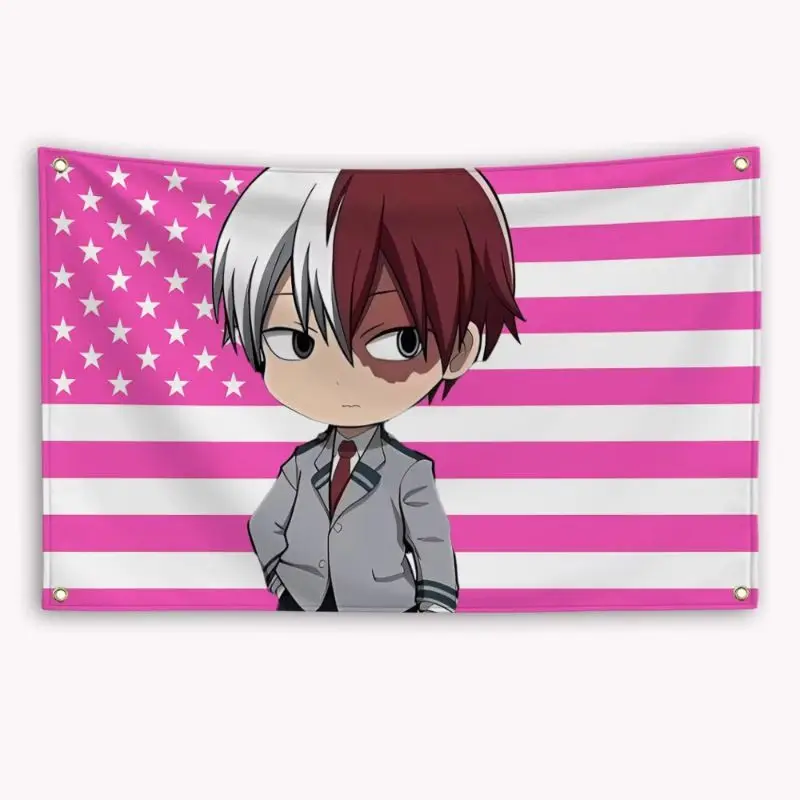 VIKAMA My Hero Academia Deku Pink Flag Wall Tapestry Anime Superhero Manga Room Home Decor Playful Soft Durable Cozy Aesthetic
