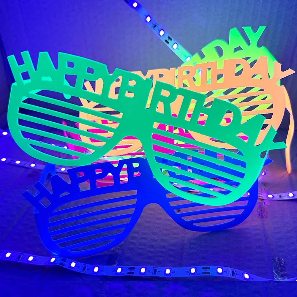 10Pcs 5Color Black Light Paper Glasses UV Neon Glasses Halloween Christmas Wedding Neon Glow in the Dark Birthday Party Supplies