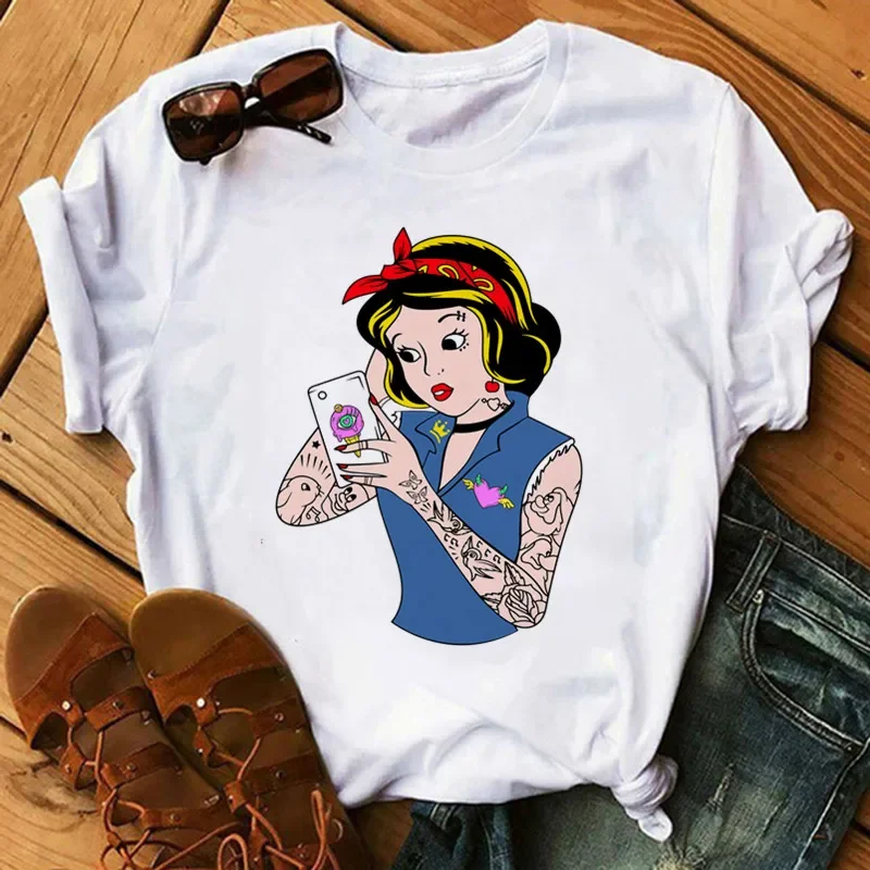 Punk Princess T Shirt Women Summer Viintage 90s Cute T-shirt Print Funny Cartoon Graphic White Tshirt Aesthetic Female Tops