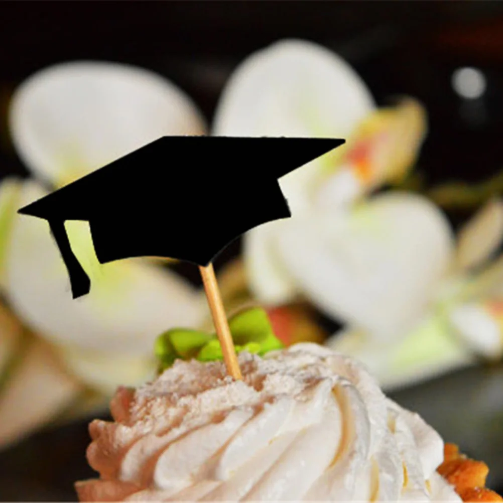 

12pcs Flag Graduation Cap Party Supplies Favor Cake Decorations Graduation Hat Flags Food Picks 2024 Birthday Toppers