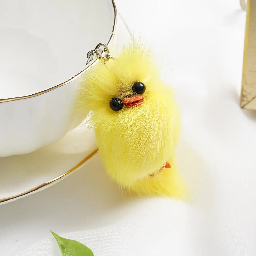 Porte-clés de voiture en peluche de poulet créatif et mignon, pendentif de sac pour femmes, poupée de canard mignon, chaîne à pompon, support de voiture