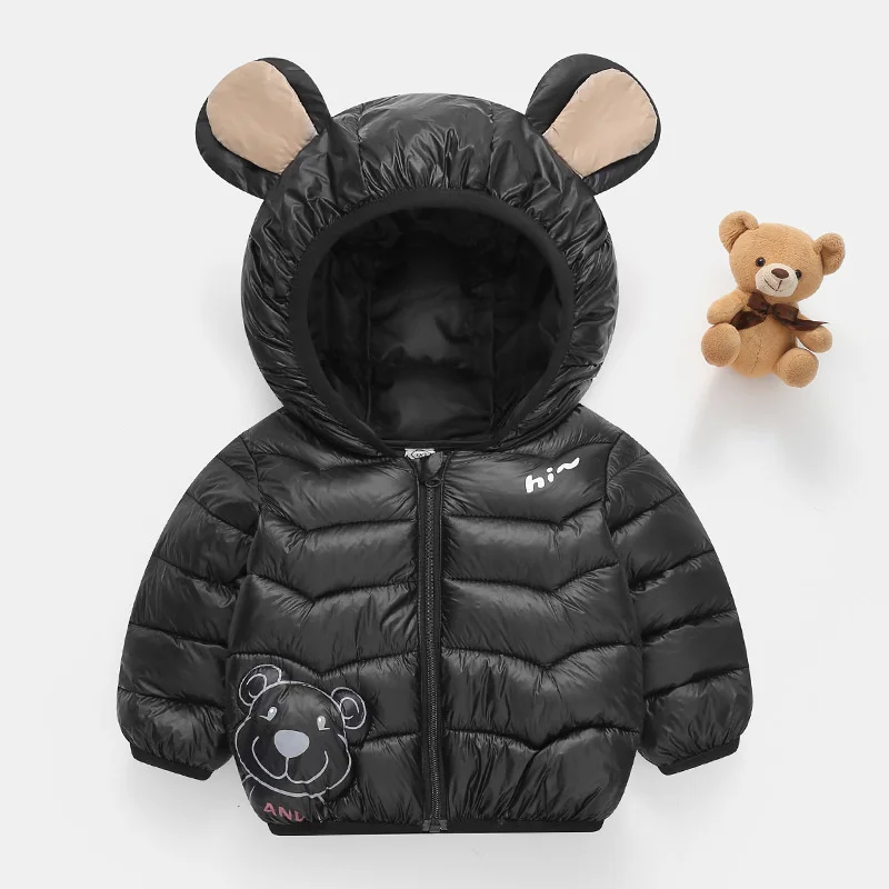 Children Casual Down Coats Baby Boys Girls Warm Outerwear Kids Autumn Winter Cute Jackets Toddler Fashion Hooded Overcoat 2-6Y