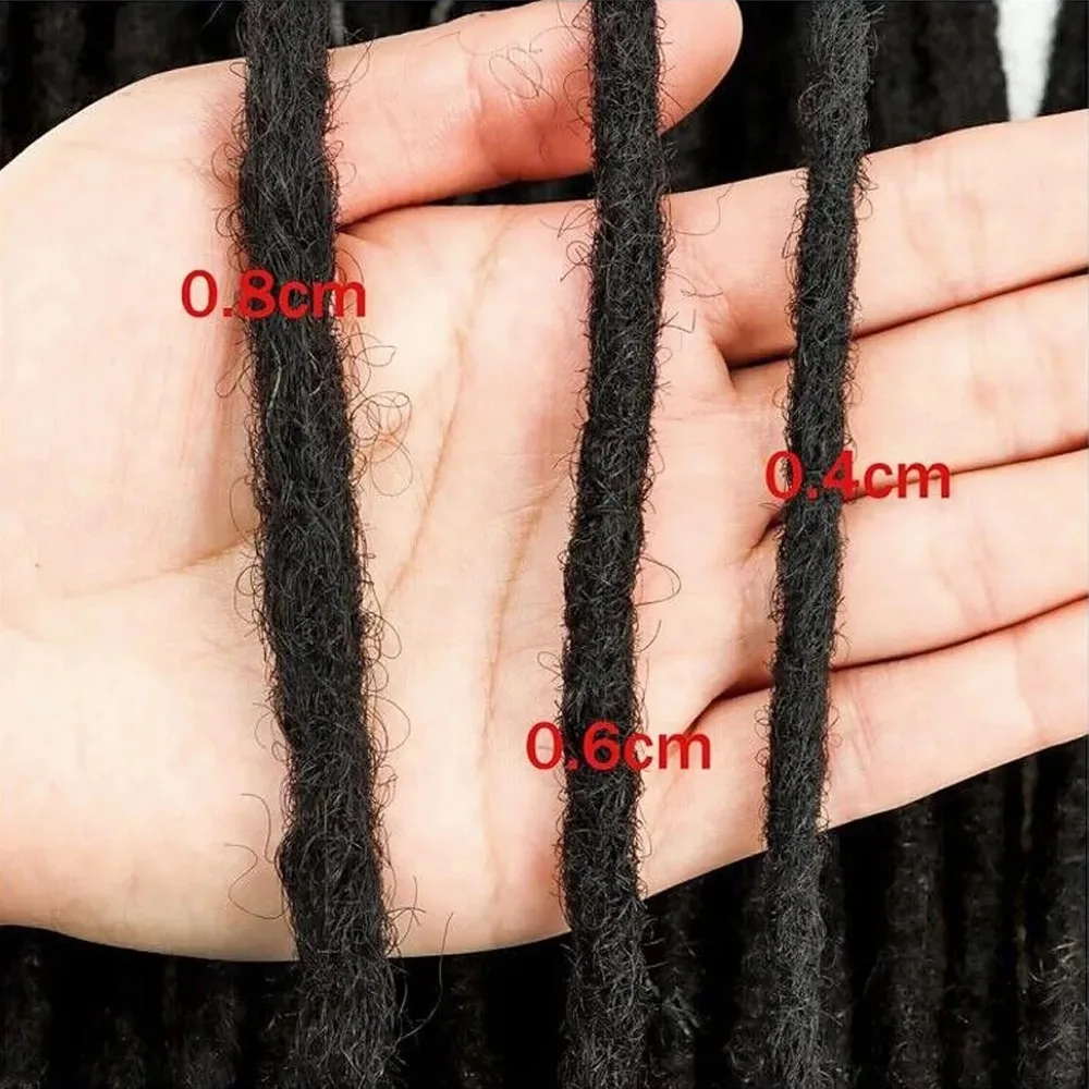 0,6 cm Echthaar-Dreadlock-Extensions 4-18 Zoll 30 Stränge Vollständig Handgefertigte Locs Weiches Natürliches Haar für Männer und Frauen – Detail 2