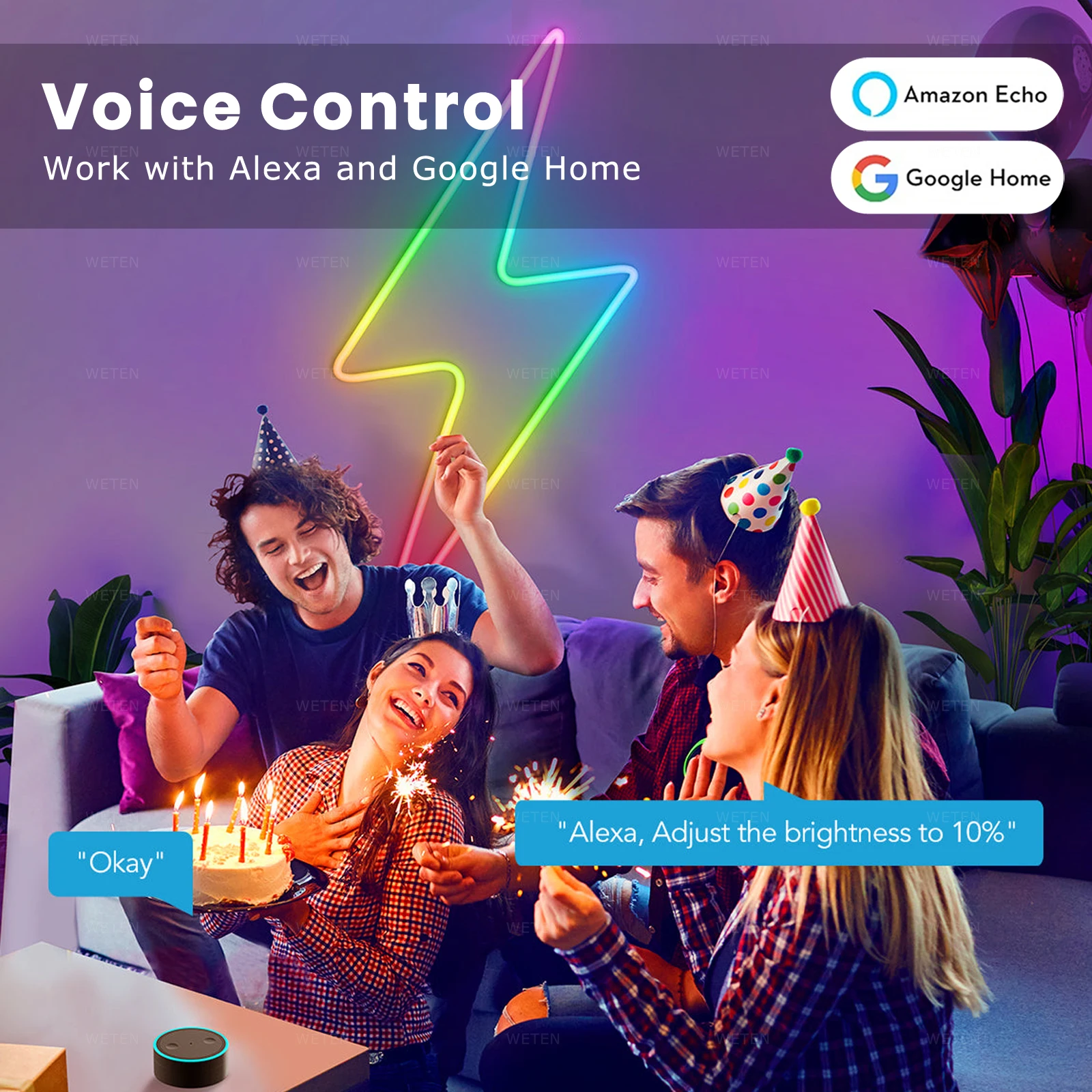 Tuya Smart Wifi RGBIC Neon LED Streifen Licht Flexible Adressierbare RGB Umgebungs Dekor Lampe Musik Sync APP Unterstützung Alexa Google Hause – Detail 7