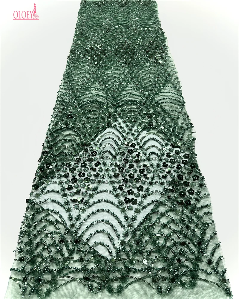

African Tulle Lace Fabric 2025 French Net Sequins Fabric Sewing Embroidery With Beads Lace Tulle Mesh Nigeria Dress