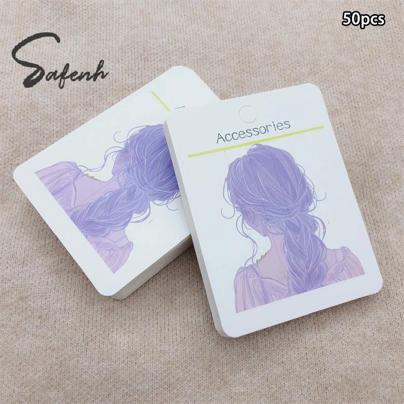 50Pcs Fashion Women Back View Paper Card Hair Accessories Display Card Hair Clip Packaging Card Hair Clip Retail Price Tag