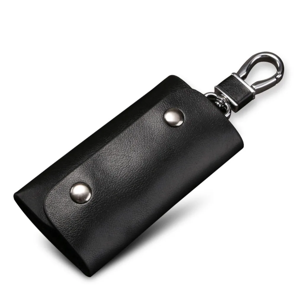 Simple Leather Keychain Pouch Waterproof Waist Hanging Housekeepers Key Holder Key Bag Portable Car Key Organizer Gift