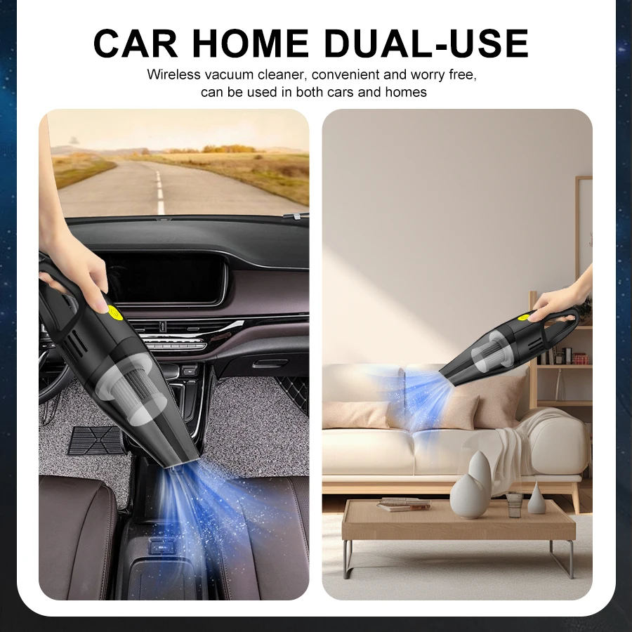 BELIBUY ABS Handheld household vacuum cleaner, rechargeable and portable, dual-use wireless vacuum cleaner for home and car