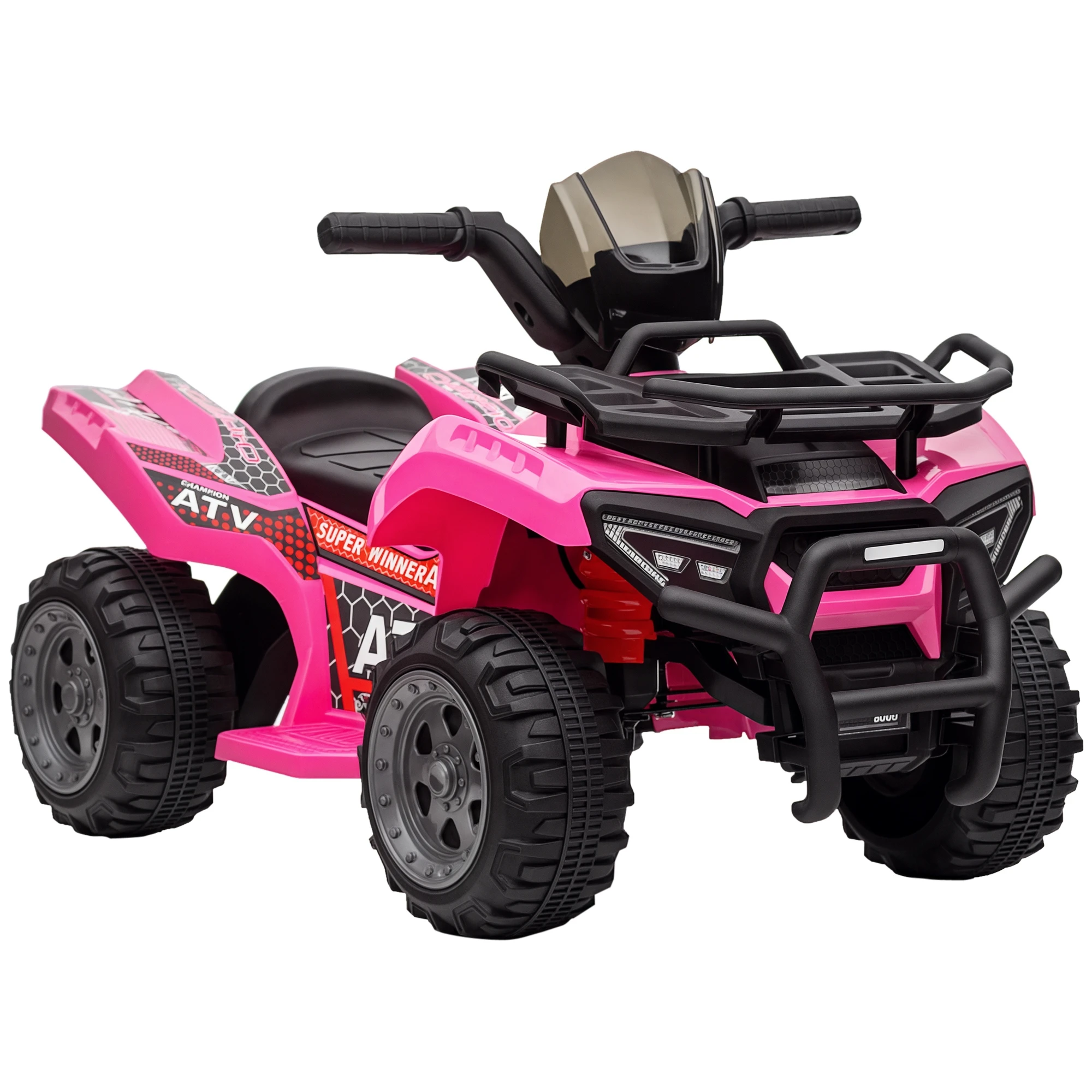 HOMCOM Quad Eléctrico Infantil para +18 Meses Vehículo Eléctrico a Batería 6V  con Velocidad de 2 km/h 70x42x45 cm Rosa