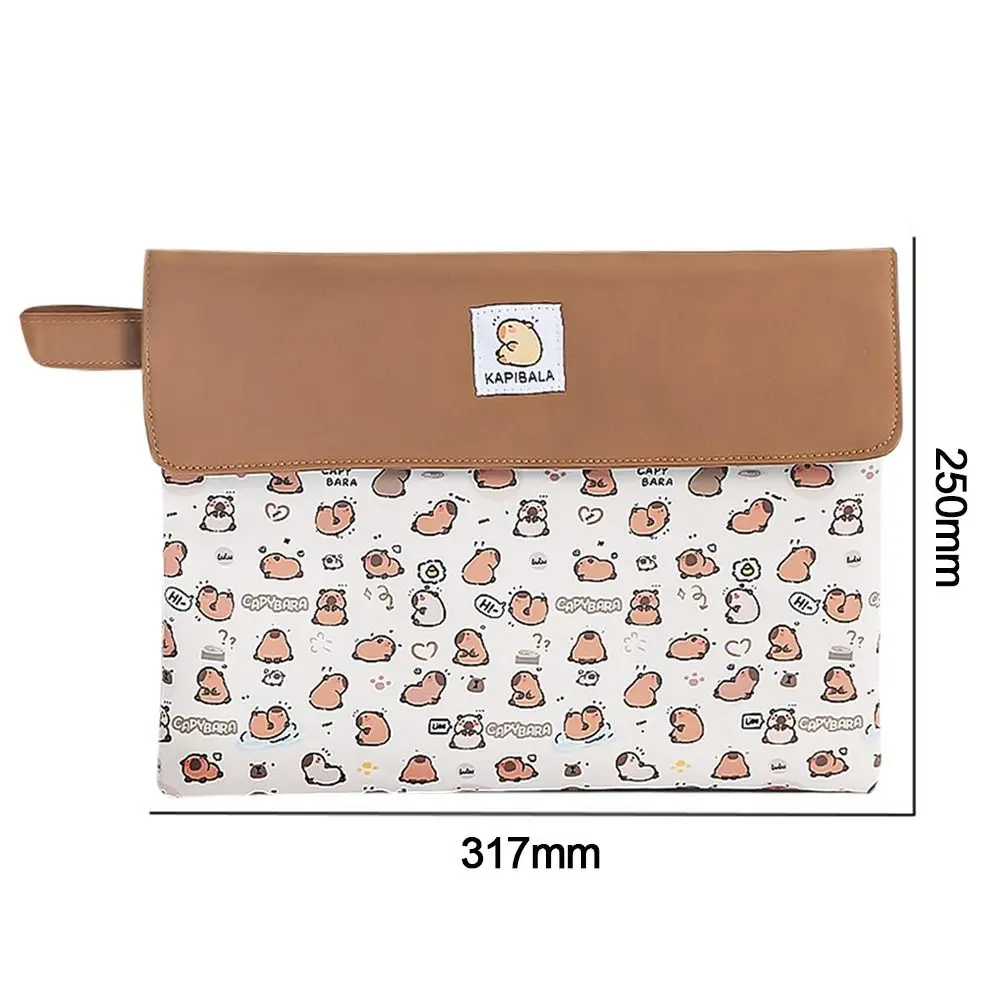 Grande capacidade Cartoon Zipper Storage Bag, Kapibala File Bag, Saco de papelaria de estudante, Alta aparência